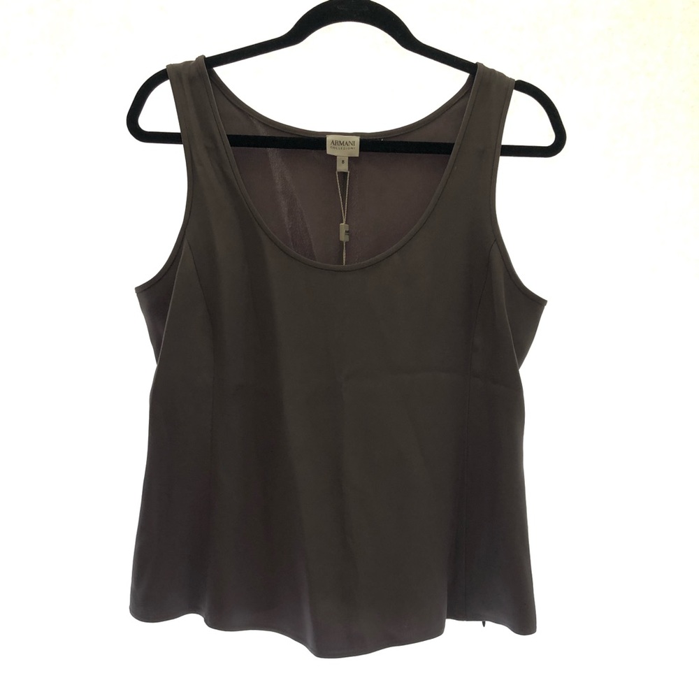 NWT Armani Collezioni gray/purple tank silk size zip sleeveless blouse top sz 8